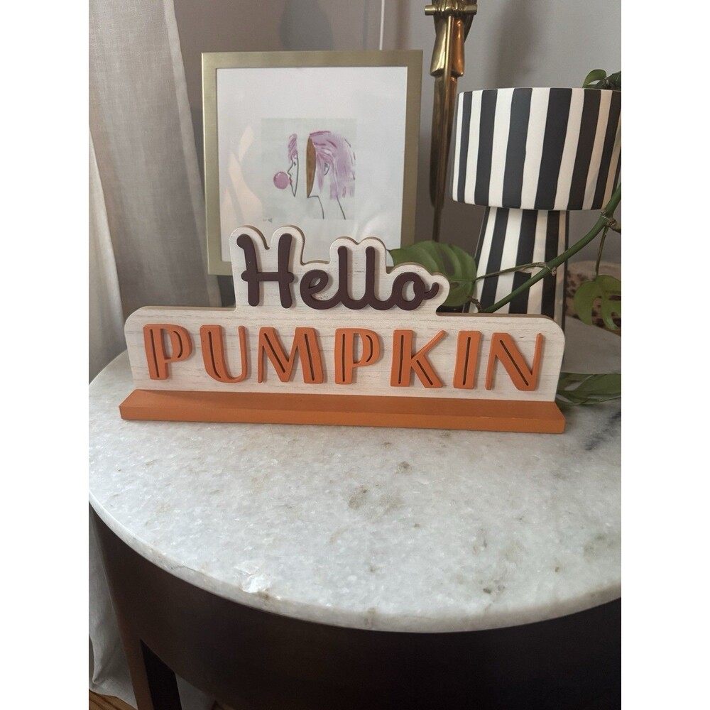 Hello Pumpkin Fall Autumn Decor Sign
